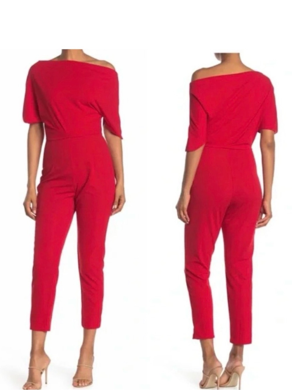 Alexia Admore Red Off-Shoulder Jumpsuit